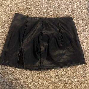Black Mini Skirt with Front Slit